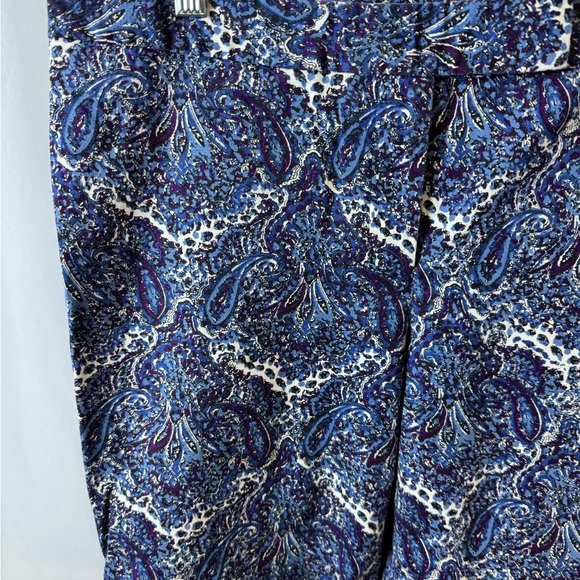 Talbots Blue/Purple/White Paisley Cotton Spandex Blend Ankle Pant size 8 - Picture 2 of 10